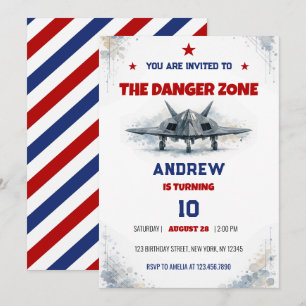 Invitation Zone de danger à l'aquarelle F117 Chasseur à réact