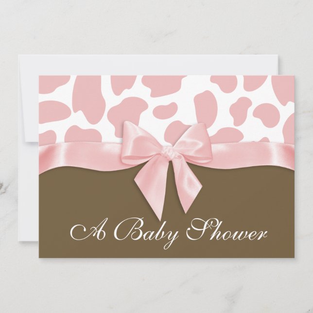Invitation Zones de girafe et Baby shower de cabot rose (Devant)
