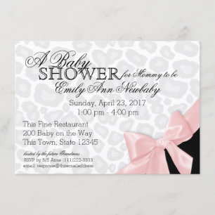 Invitation Zones léopard et Baby shower de ruban rose