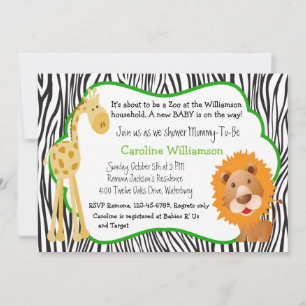Invitation Zoo Animaux Baby shower neutre pour les femmes