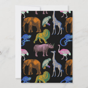 Invitation Zoo Animaux couleurs vives Pop Art Amoureux des an