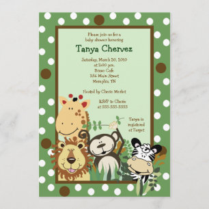 Invitation ZOO CREW Jungle Baby shower Safari 5x7