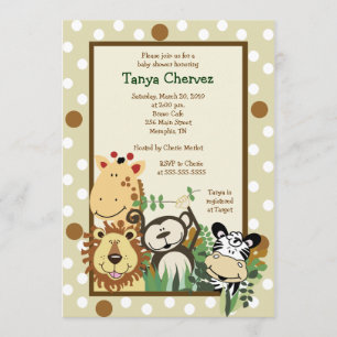 Invitation ZOO CREW Jungle Baby shower Safari 5x7