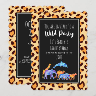 Invitation Zoo d'animaux sauvages Anniversaire sur Empreinte