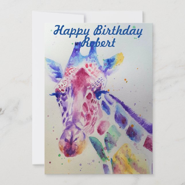 Invitation Zoo Giraffe Cute Animale Anniversaire Enfants Invi (Devant)