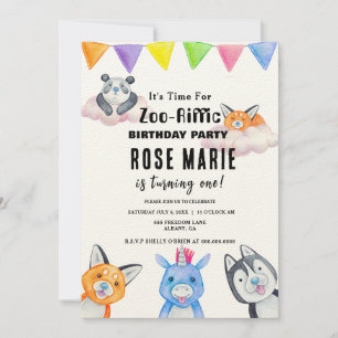 Invitation Zoo personnalisé - Reffic, Bébé Animaux Anniversai