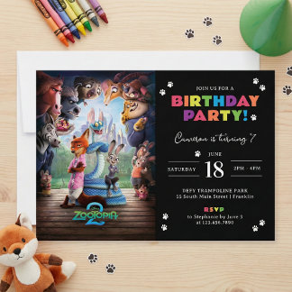 Invitation Zootopia 2 Birthday Party