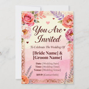 InvitationRomantic Floral Wedding Invitation Ele