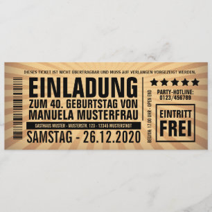 Invitations 40e anniversaire – Billet d'entrée