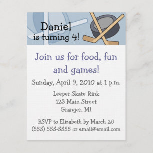 Invitations 4,25 de fête d'anniversaire d'hockey