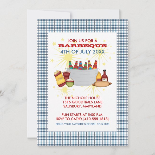 Invitations 4 juillet BBQ Party (Devant)