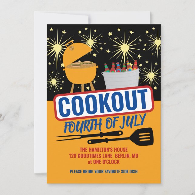 Invitations 4 juillet Cookout Party (Devant)