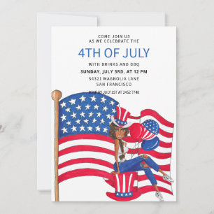 Invitations 4 juillet fille patriotique