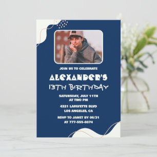 Invitations à 13e anniversaire Boy Photo Simple Na