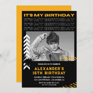 Invitations à 16e anniversaire Hommes Photo Spray 