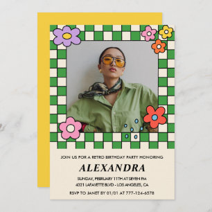 Invitations à 17e anniversaire Fleurs Super rétro
