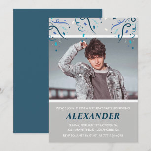 Invitations à 18e anniversaire Hommes Confetti Pho