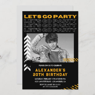 Invitations à 20e anniversaire Hommes Photo Spray 