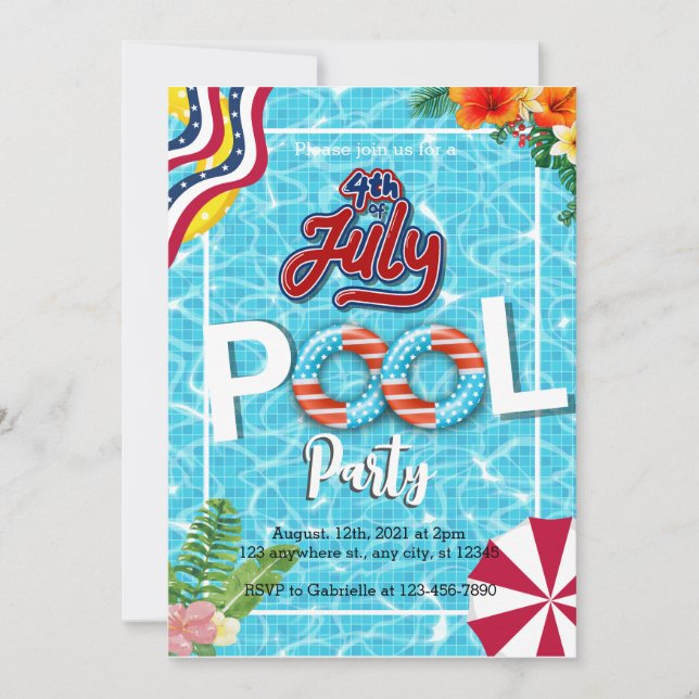 invitations à 4 juillet piscine (Devant)