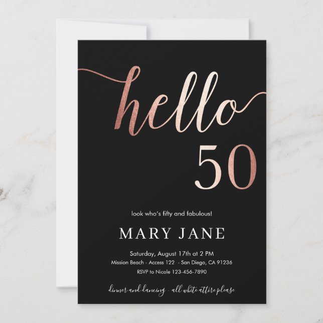 Invitations à 50 ans, cinquantième anniversaire (Devant)