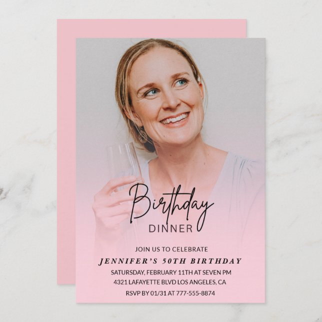 Invitations à 50e anniversaire Anniversaire Dîner  (Devant / Derrière)
