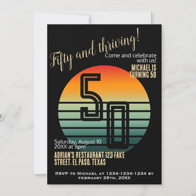 Invitations à 50e anniversaire : Cinquante et pros (Devant)