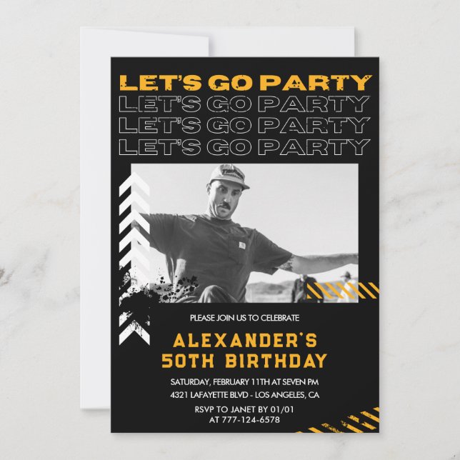 Invitations à 50e anniversaire Hommes Photo Spray  (Devant)