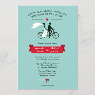 Invitations à bicyclette et mariage rouge