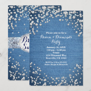 Invitations à billes de denim et de diamants
