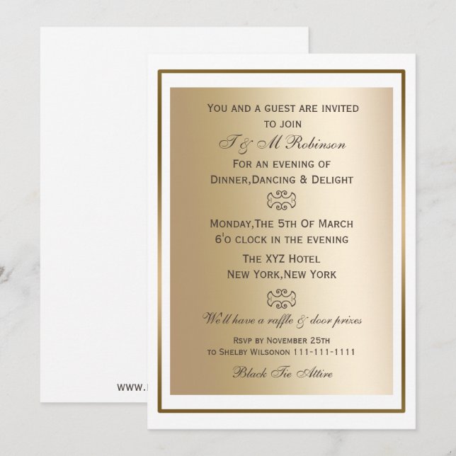 invitations à des événements d'entreprise en or bl (Devant / Derrière)