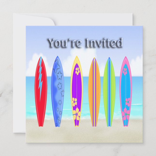 Invitations à des fêtes de plage de Surfboards (Devant)