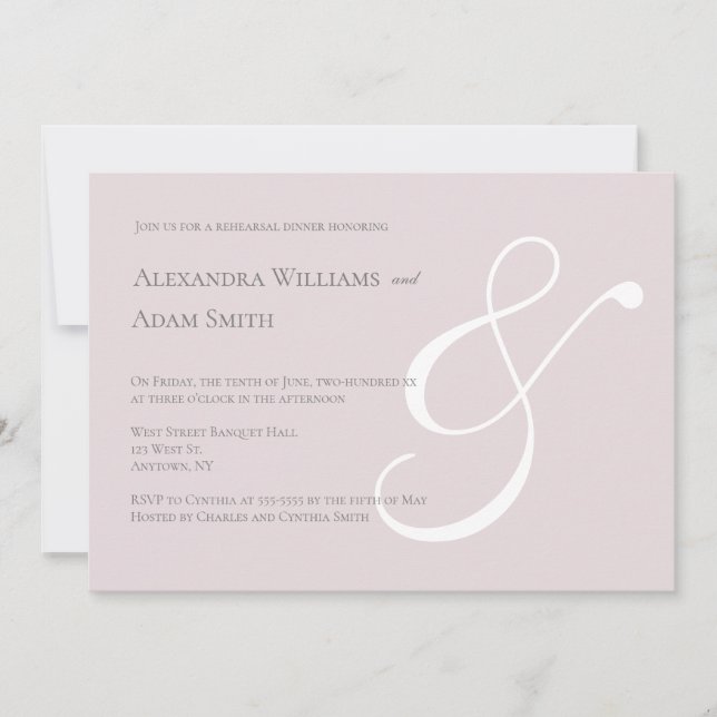 Invitations à dîner de répétition blanc rose (Devant)