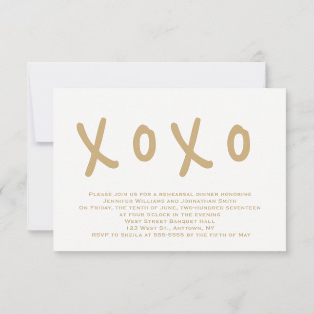 Invitations à dîner de répétition de xoxo or moder (Devant)