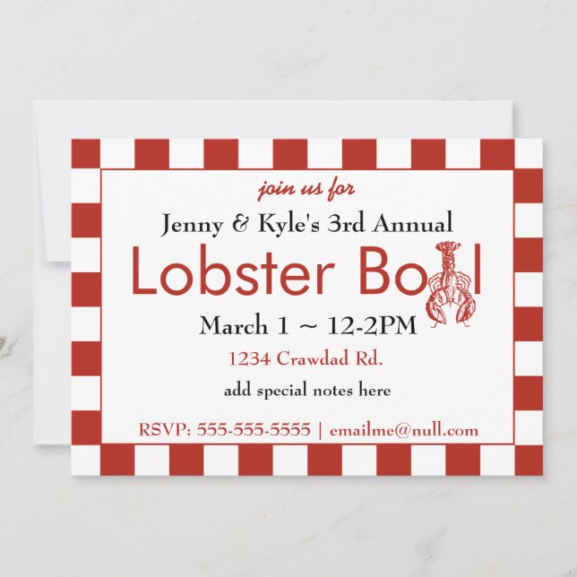 Invitations à ébullition du homard (Devant)