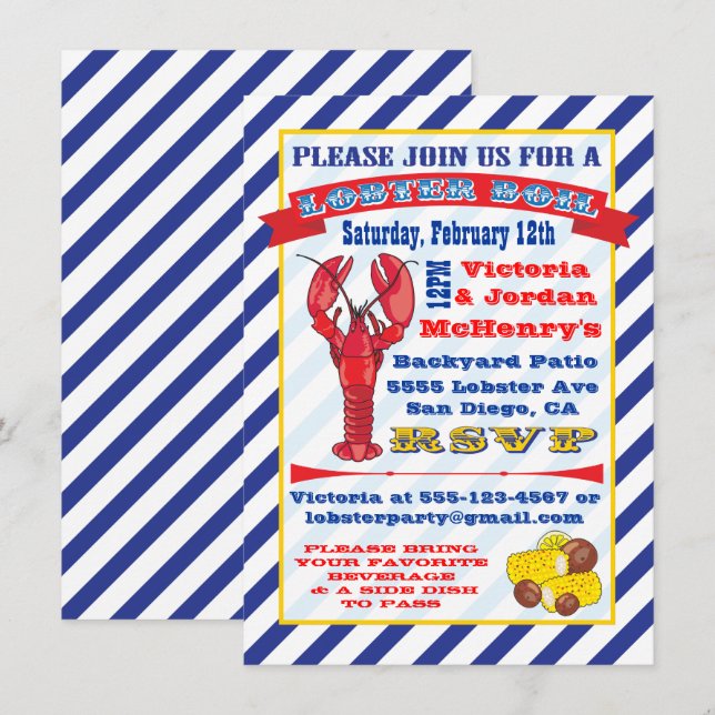 Invitations à ébullition du homard (Devant / Derrière)
