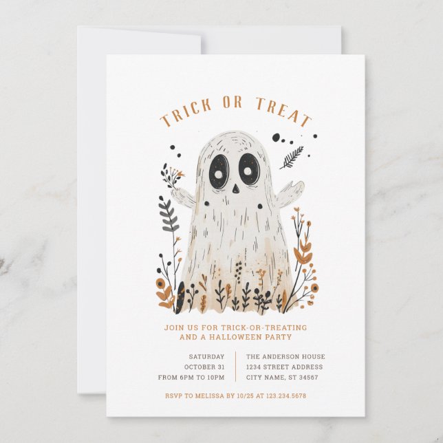 Invitations à Halloween Ghost Trick ou Treat (Devant)