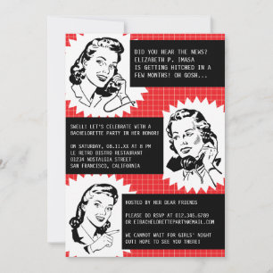 Invitations à la Bachelorette de Retro Gossip Gals