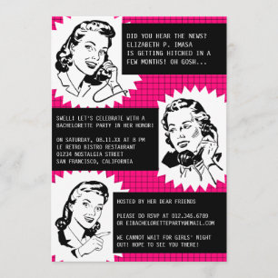 Invitations à la Bachelorette de Retro Gossip Gals