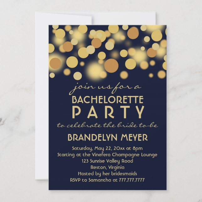 Invitations à la Bachelorette Party Bubbles Champa (Devant)