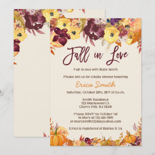 Invitations à la douche d'automne - Chute d'amour