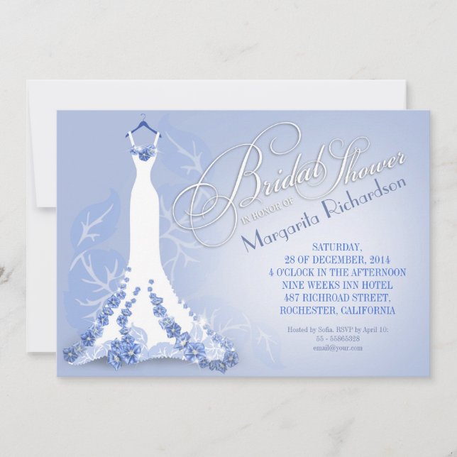 invitations à la douche nuptiale avec robe mariage (Devant)