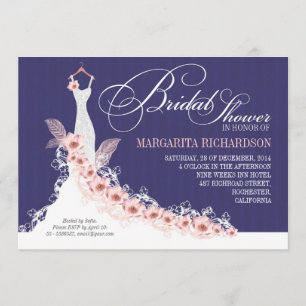 invitations à la douche nuptiale marine avec robe