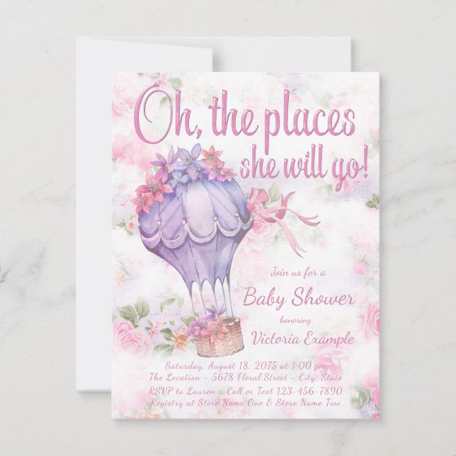 Invitations à la douche pour bébé avec ballon à ai (Devant)