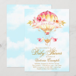 Invitations à la douche pour bébé avec ballon à ai