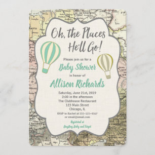 Invitations à la douche pour bébé garçon à ballon 