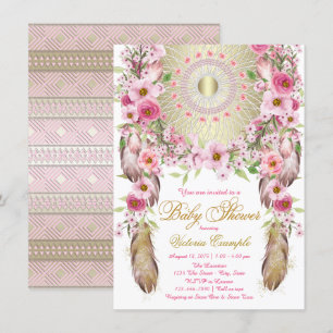 Invitations à la douche pour bébés Boho Dreamcatch