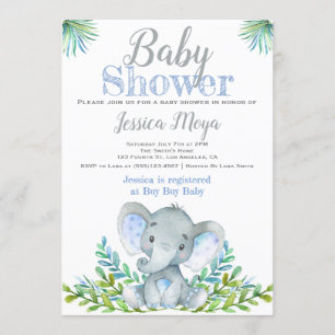 Invitations à la douche pour bébés éléphant