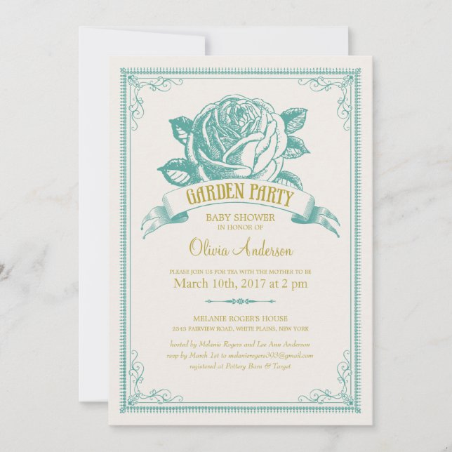 Invitations à la douche pour bébés Garden (Devant)