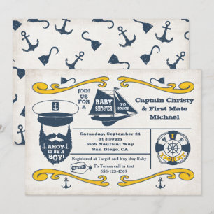 Invitations à la douche pour bébés Nautical Old Sa