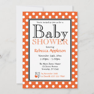 Invitations à la douche pour bébés Polka Dot Orang
